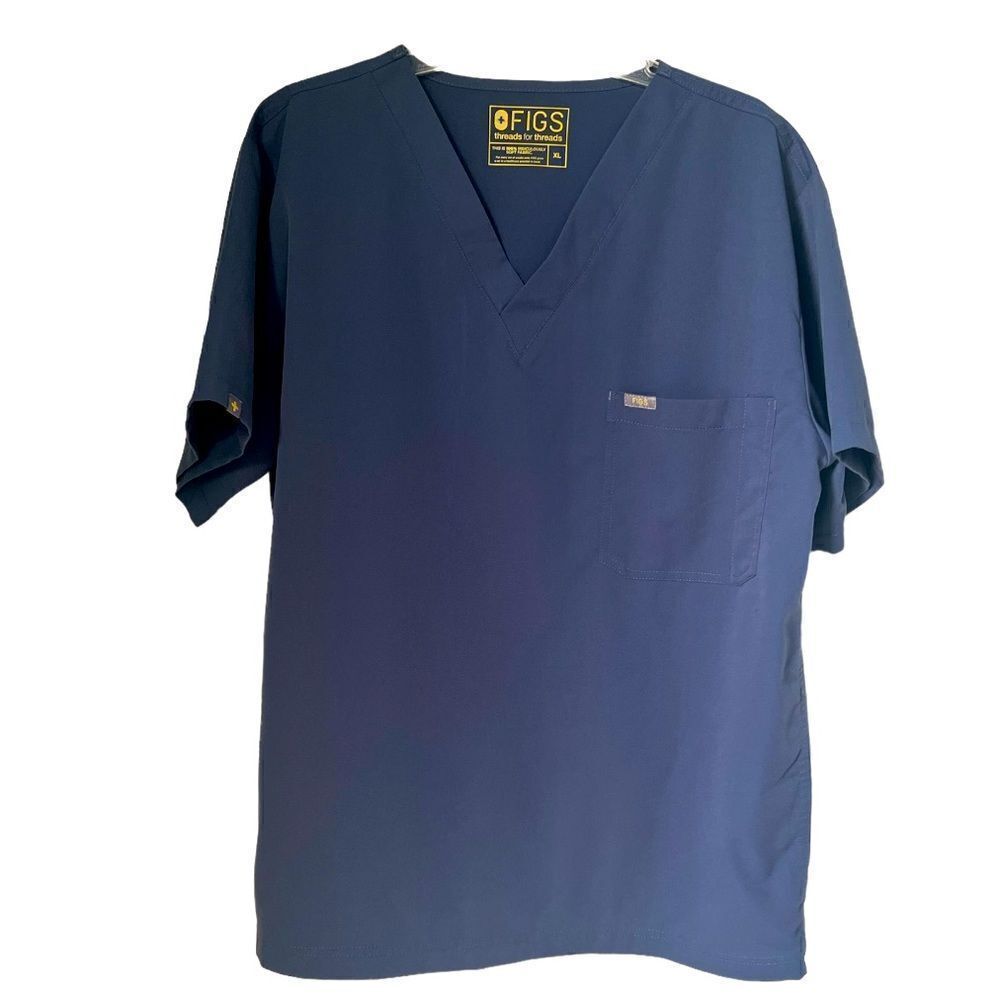FIGS Threads For Threads Blue Soft Fabric  One Pocket Medical Scrub Top Sz XL